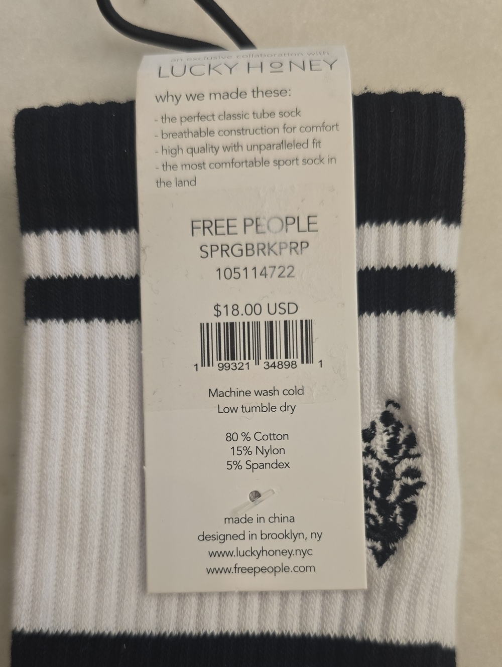NWT FP Movement Spring Break Prep Socks. Black And White - Picture 4 of 4